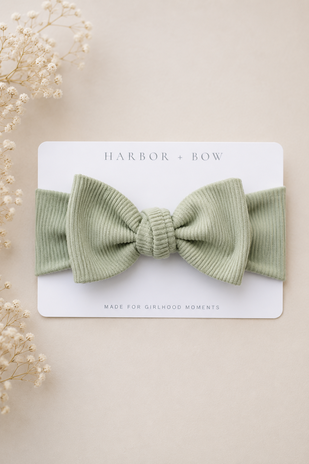 Newborn Headband Bow - sage green