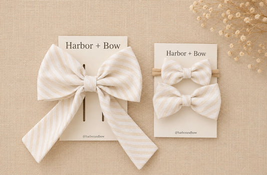The Harbor Matching Set - Cream Stripe