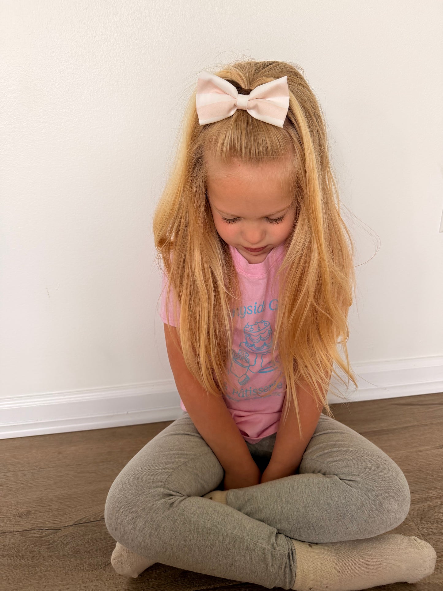 The Rosewater - Mini Bow (Blush & White Stripe)