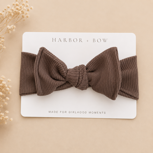 Newborn Headband Bow - Mocha